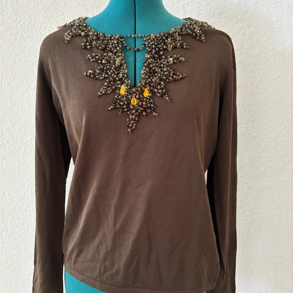 Embellished Brown Women's Top